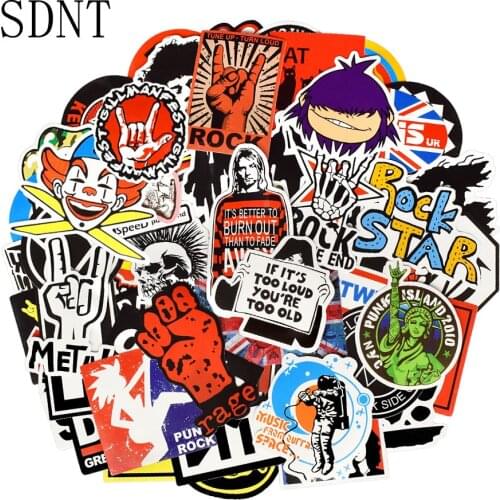 100 PCS Music Rock Stickers Retro Rock Band Punk Graffiti Waterproof Decal Stickers to DIY Guitar Laptop Skateboard Car Sticker