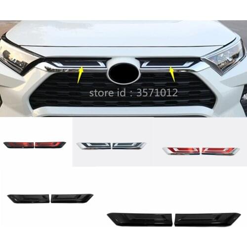 For Toyota Rav4 2019 2020 Car Styling Cover Protection ABS Chrome Trims Front Bottom Grid Grill Grille Around Edge 2pcs