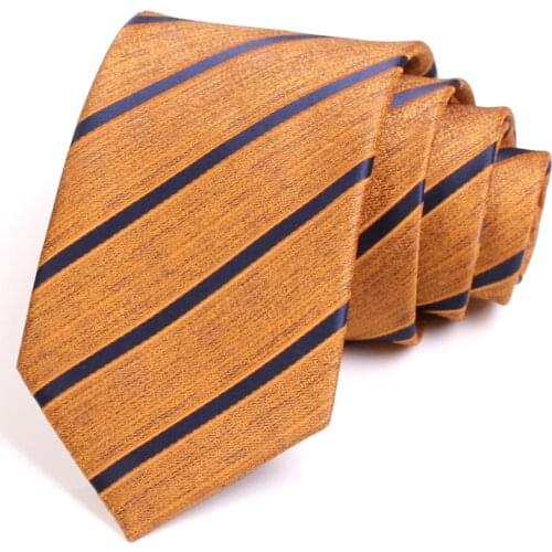 2020 Brand New Classic Striped 8CM Wide Orange Ties For Men Business Suit Work Necktie Male High Quality Fashion Formal Neck Tie