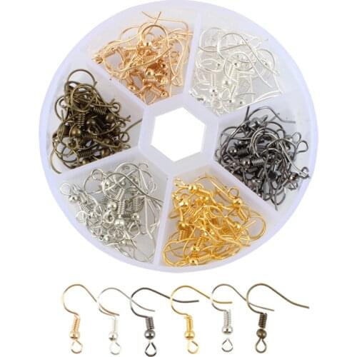 Diy accessories with bead big ear hook earrings earrings spring ear hook suit accessories ear hook 6 color box