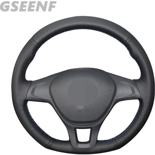 Car Accessories Steering Wheel Cover For Volkswagen VW Golf 7 Mk7 New Polo 2014-2017 Black Hand-stitched Artificial Leather