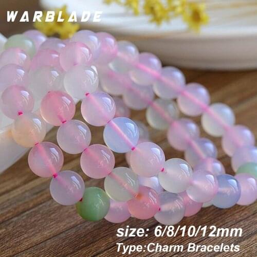 WarBLade Natural Stone Bracelets Candy Colors Quartz Crystal Beads Beaded Stretch Bracelets Bangles For Women Men 2019