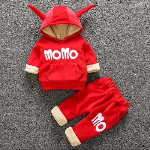 Childrens suit Boy thickened warm sweater Baby baby winter/spring clothes girl plus fleece two-piece childrens suit