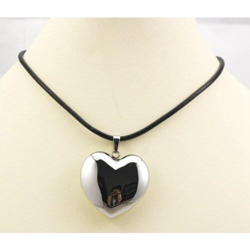 Hot Fashion Jewelry Leather Chain Silver Color Stainless Steel Heart Necklaces & Pendants For Women Men