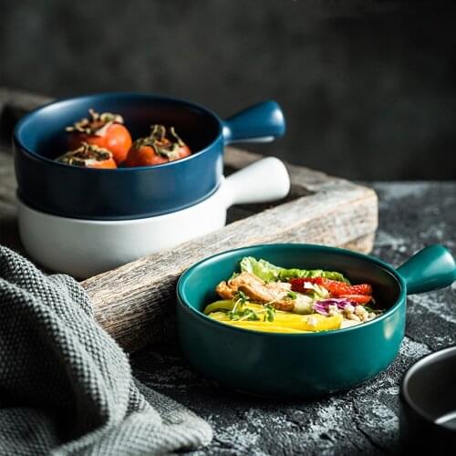 MUZITY Ceramic Bowl with Handle Porcelain Salad or Fruit Bowl 6 Inches Dinner Bowl Dinnerware