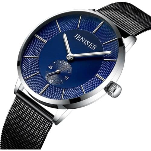 2020 Top Brand New Style JENISES Mens Watch Mesh Band Waterproof Quartz Watches Classic Business Casual Wristwatch Male Hodinky