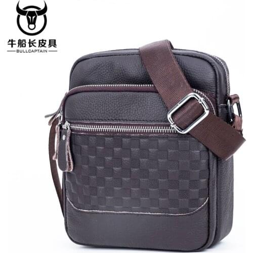 BULLCAPTAIN new 2021 Male Messenger Leather Bags Men Bag Genuine Leather Man Brand Crossbody Shoulder Bag Small Business Bags