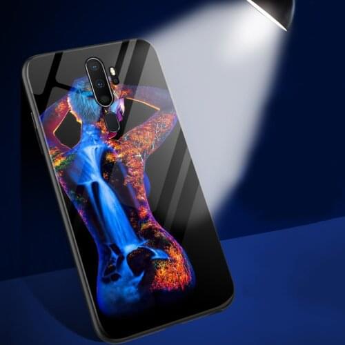 Luminous Soft Silicone Back Coverr For OPPO A9 A5 A8 2020 A91 3D Luminous Tempered Glass Case For Realme 1 X X2 Pro XT