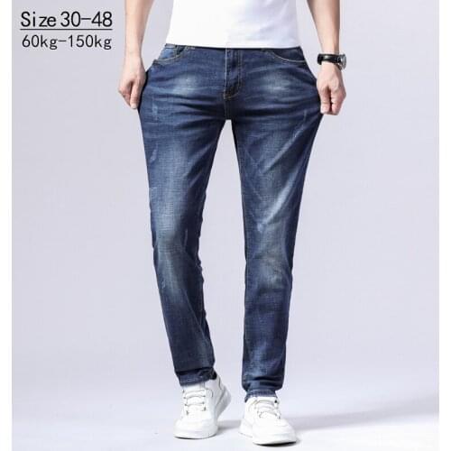 2021 Jantour Autumn New Classic Style Retro Blue Mens Jeans Fashion Casual Stretch Slim-fit Denim Pants Male Brand Trousers