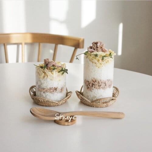 Rattan woven coaster hand-woven tea coaster bamboo woven cup potholder photo tableware