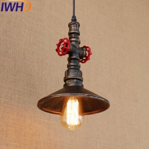 IWHD Water Pipe Retro Lamp Pendant Lights Loft Industrial Vintage Hanging Lights Bedroom Iron Retro Light Home Lighting Fixtures