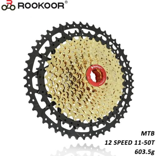 Rookoor 2020 Brand New Mountain Bike 12 Speed Cassette Velocidade MTB Cassete Bicycle Parts Sprocket 11-50T Gold Ultralight 603g