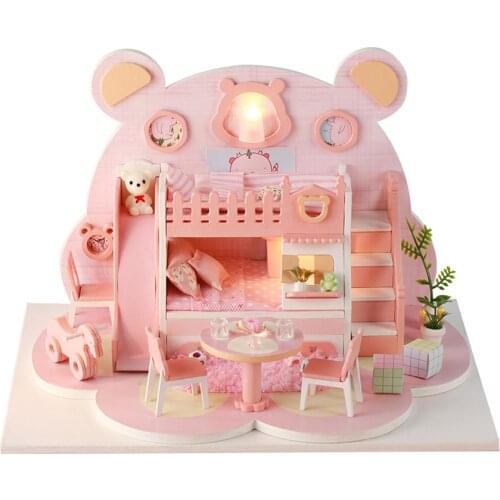 Assemble DIY Wooden House Toy Wooden Miniatura Doll Houses Miniature Dollhouse toys With Furniture LED Lights Birthday Gift