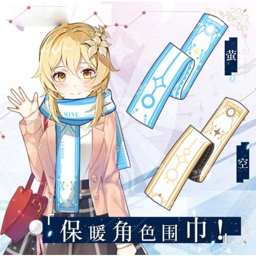 Anime Genshin Impact Lumine Aether Cosplay Autumn Winter Warm Soft Neckerchief Student Fashion Scarf Xmas Gifts 160*25cm