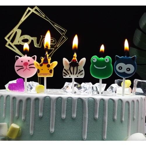1 set Cute animal candles Cake Topper Smokeless birthday candles for cake decorating tools kid baby shower party supplies