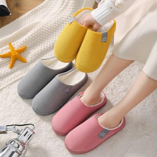 Japanese Soft Plush Cotton Cute Slippers Shoes Couple Unisex Non-Slip Floor Indoor Home Furry Slippers Women Shoes For Bedroom