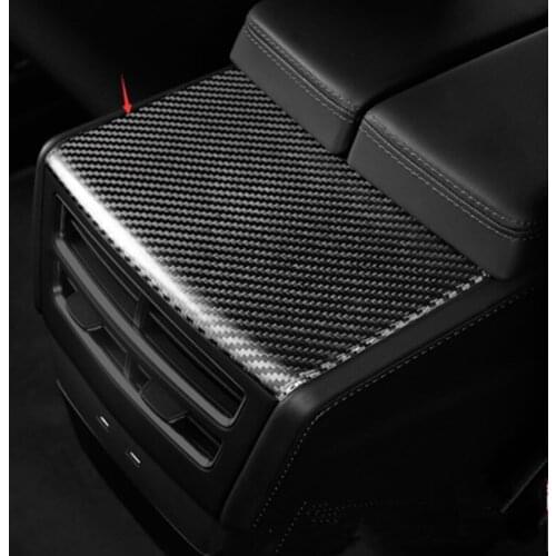 Carbon Fiber Car Rear Armrest Box Plate Armrest Panel Trim Cover for Tesla Model S X 2014-2019