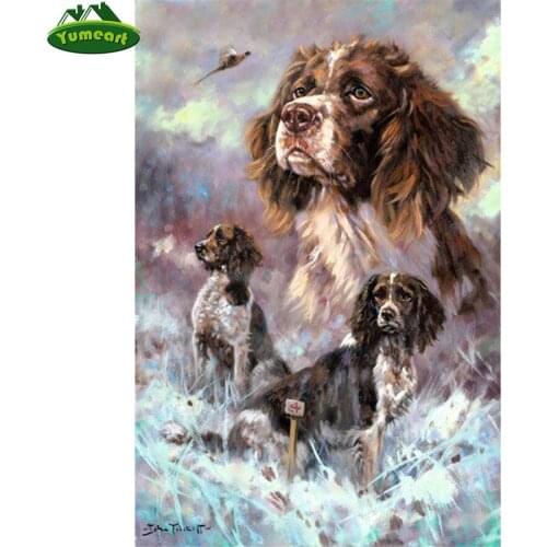 Yumeart Bead Embroidery Full Diamond Painting by Number Water Spaniel 5d Cross Stitch Rhinestone Mosaic Kits Wall Art Home Decor