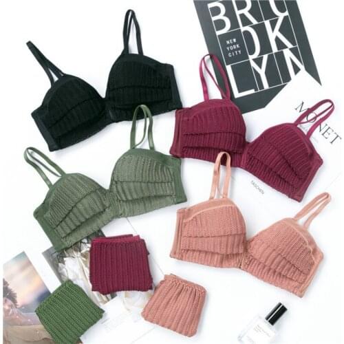 Back Closure Knitted Bra Women Sexy Lace Lingerie Adjusted Push Up Brassiere Seamless Soutien Gorge Soft Comfort Underwear