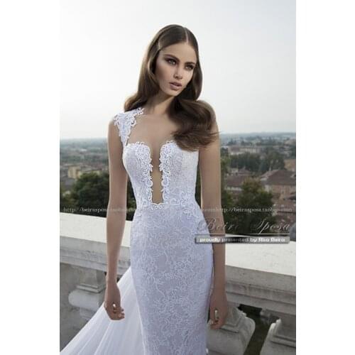 Lace mermaid wedding dress free shipping new hot sexy see through back 2016 casamento marriage vestidos de novia long bride gown
