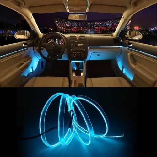 1m Car Interior Atmosphere Light Mouldings Cold Line Wire USB/Cigarette lighter/Battery case Decorative Dashboard Console Lamp