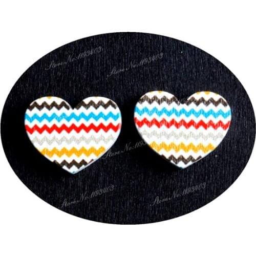 16mm Ripple Heart Shape Image Painted Wooded Laser Cut Cabochon to make Rings, Earrings, Bobby pin, pendant