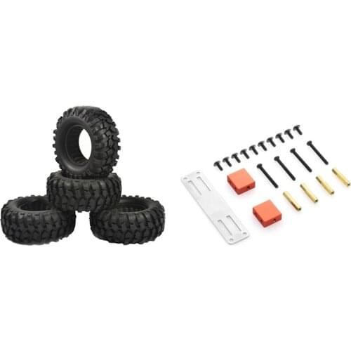 2 Set RC Car Part: 1 Set 1.9 Inch Rubber Tyre 1.9 Wheel Tires 96X40mm & 1 Set Metal Servo Fixed Mount Bracket Kit