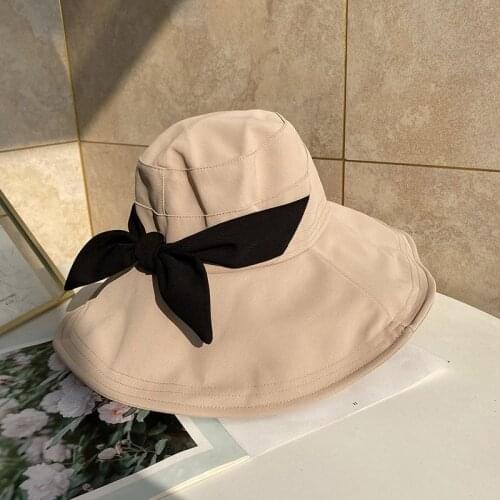 2021 New Bowknot Bucket Hats For Women Girls Summer Sunscreen Panama Hat Solid Wide Brim Beach Hat Outdoor Travel Cap панама