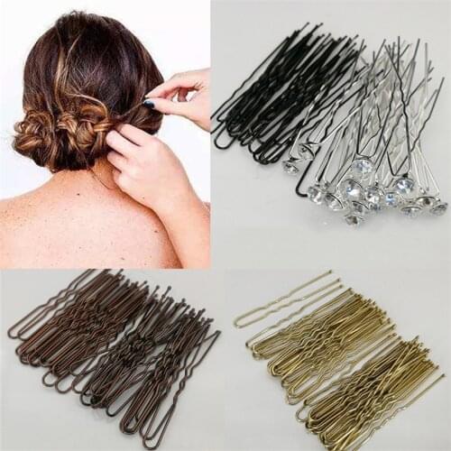40pcs 6cm U Shape Hair Clips Bobby Pins for Women Girls Bride Hair Styling Accessories Black Gold Brown Hairpins Metal Barrettes