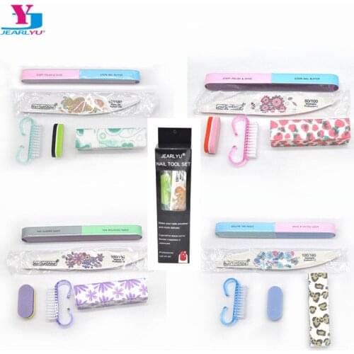 5pcs/set Nail File Tool Kits Nail Buffer Polish Manicure Sponge Sanding Files Block Professional Accessory Acrylic With Box