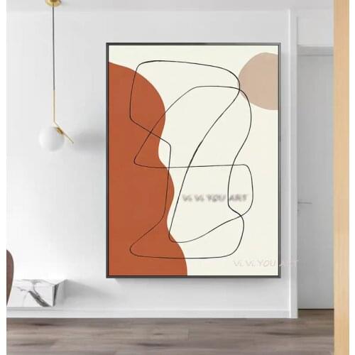 Abstract Geometric line Canvas Paintings Interior Wall Art Poster and Handmade Vintage Pictures for Living Room Home Decorations