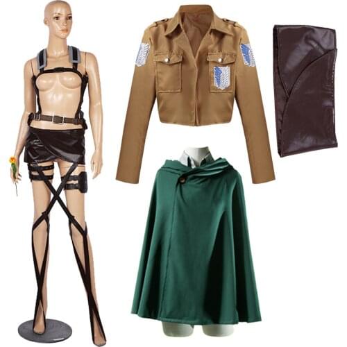 Attack On Titan Cosplay Costume Shingeki No Kyojin Levi Ackerman Mikasa Ackerman Smith Hoodie Skirt Jacket Cloak School Uniforms