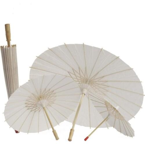 White Paper Wooden Handle Chinese Craft Umbrella Photography Prop Wedding Bride Parasols LX6600