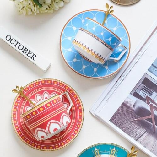 British Porcelain Coffee Cup and Saucer Personalized Ceramic Tea Cup Set For Family Party Wedding Luxury Home Kitchen Decor Gift