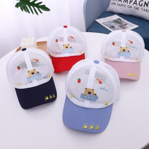 Kids Caps Summer Breathable Mesh Children Baseball Cap Cartoon Bear Beach Sun Hat Baby Boys Girls Hip Hop Snapback Hats Visor