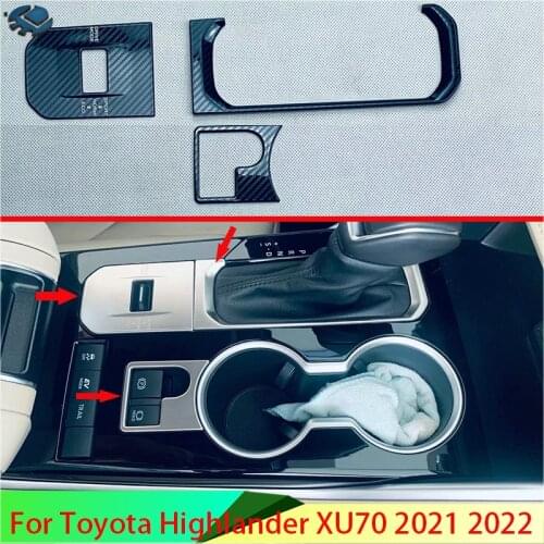 For Toyota Highlander XU70 2021 2022 Car Accessories ABS Chrome Gear Shift Panel Center Console Cover Trim Frame