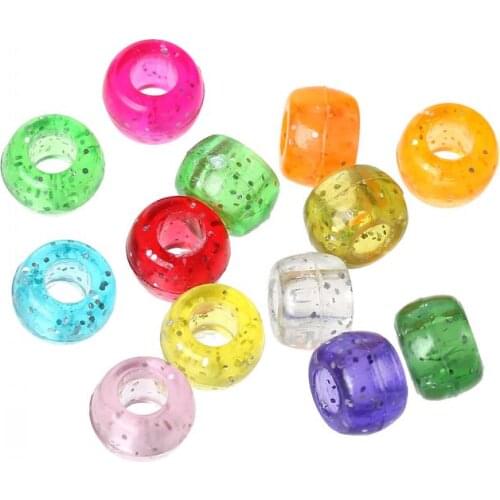 DoreenBeads Plastic Spacer Beads Round Mixed Glitter About 9mm Dia,Hole:Approx 4.0mm,500 PCs