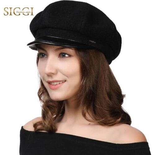FANCET Autumn Winter Women Berets Hats Solid 4 Panels Wool Elegant Caps Adjustable Brim Soft Chapeau Gorros Female 99093
