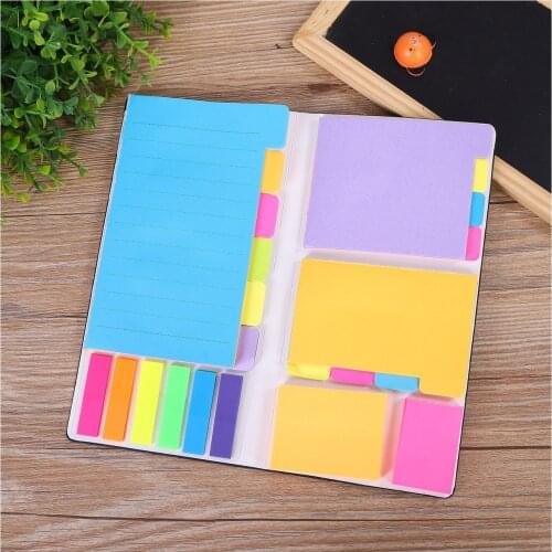 Fluorescence Self Adhesive Memo Pad Small Pocket Notebook Memo Pad Multi-colored Self-adhesive Tabs Page Student Office Supplies
