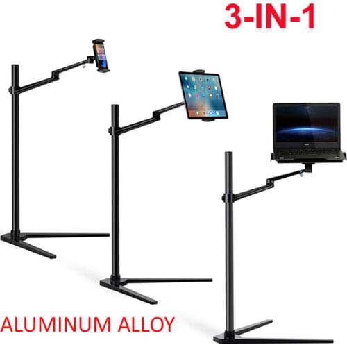 UP-8A Multifunction 3in1 Computer Floor Stand forLaptop/Tablet PC/Smartphone Holder Height/Angle Adjustable with Mouse Tray