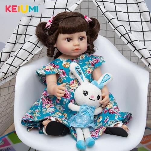 KEIUMI 22 Inch Baby Reborn Girl Dolls Full Body Vinyl Pretty Boneca Reborn Toys Waterproof For Kids Birthday Christmas Gifts