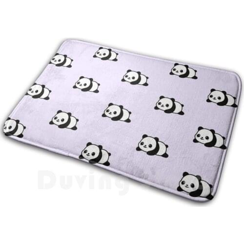 Panda Carpet Mat Rug Cushion Soft Belly Tummy Chibi Lying Down Bear Mammal Cute Adorable Blushing Black White Kawaii