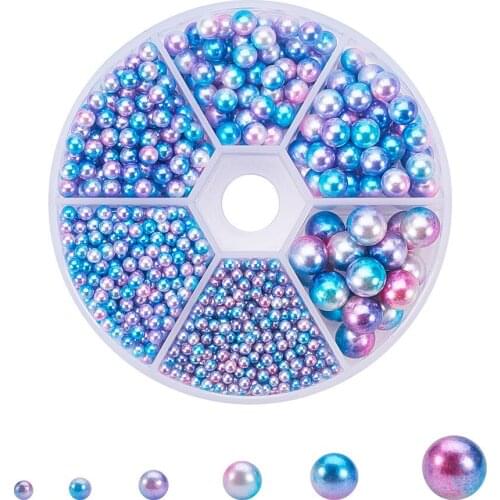 About 1550pcs Non porous imitation pearl round beads color acrylic beads DIY hand jewelry accessories 2.5mm-8mm