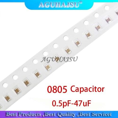 100pcs 0805 50V SMD Thick Film Chip Multilayer Ceramic Capacitor 0.5pF-47uF 10NF 100NF 1UF 2.2UF 4.7UF 10UF 1PF 6PF