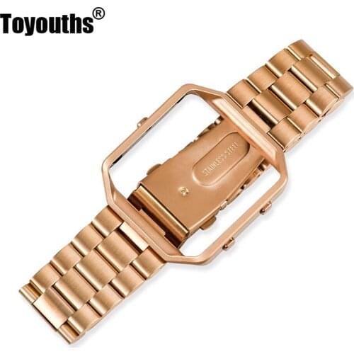 2019 Men Watchband For Fitbit Blaze Band Smart Watch Band with Metal Frame Stainless Steel Replacement Strap for Fitbit Blaze