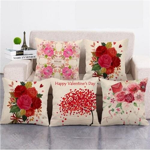 GZTZMY Pillow Cover 2nd, 14th, Valentines Day Gift Cushion Covers 45*45cm Artificial Linen Pillow Case Funda Cojin Pillowcases