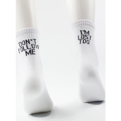 New Creative Personality Design Selling European and American Left and Right Feet Cotton English Alphabet Socks Simple Fashion