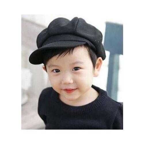 New Children Solid Color Newsboy Hat Elegant Baker Cap Girls Painter Beret Hat Cotton Octagonal Cap