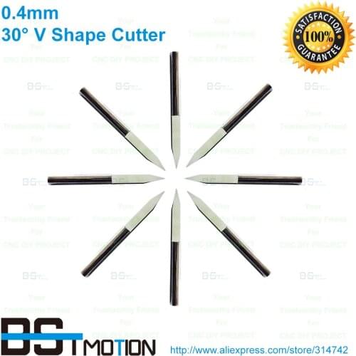NEW 3.175mm Shank 30 Degree 0.4mm V Shape Flat Bottom Carbide PCB Engraving Milling Cutters Spiral Bit