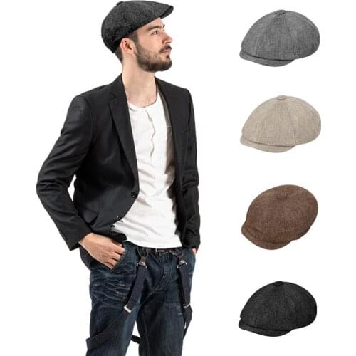 New Fashion Men Berets Cotton Cool Street Newsboy Octagonal Hat Retro Vintage Casual Male Outdoors Warm Stylish Solid Color Caps